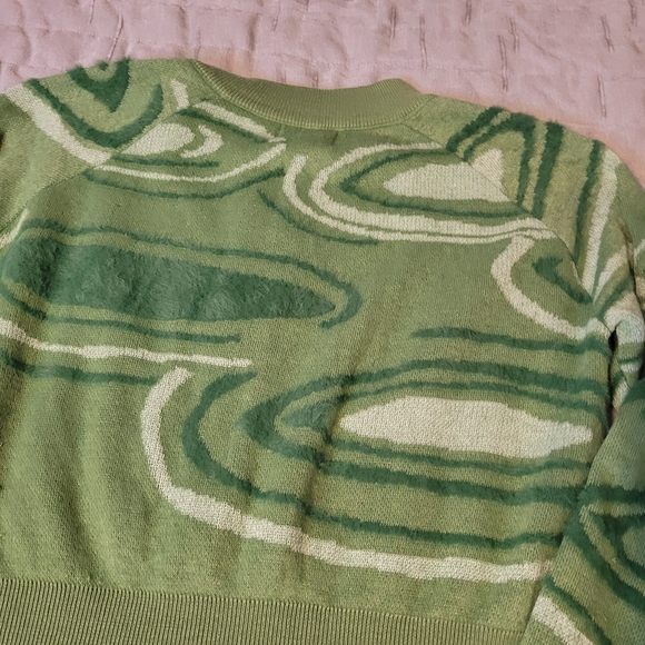 Chic Green Patterned Cardigan - Picture 6 of 6
